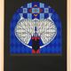 Original lithograph by franco borga. stained glass window, st-martin-des-rosiers