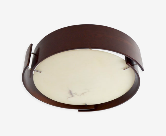 Lustre italien en palissandre et onyx vintage 1970s