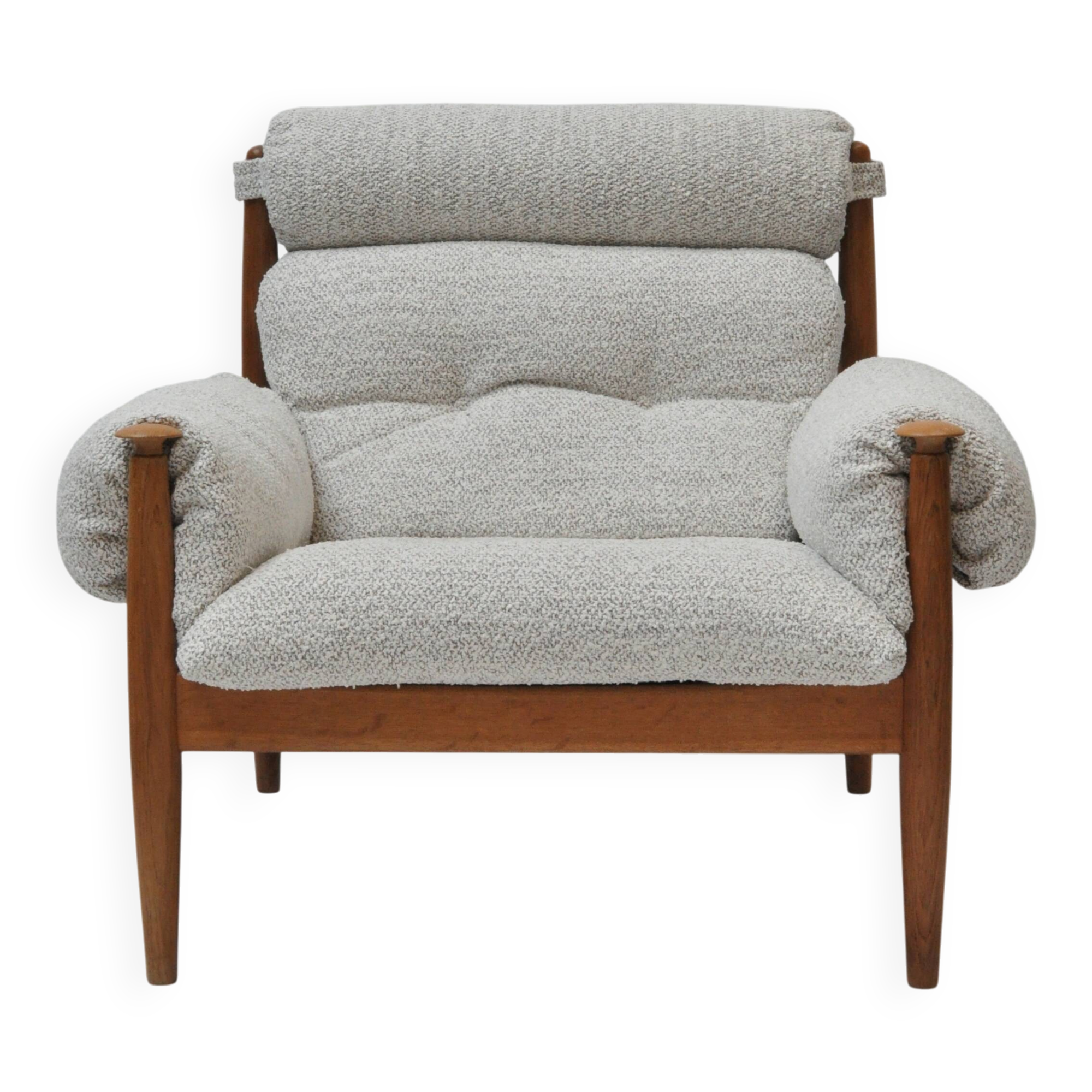 Scandinavian Lounge Armchair by Eric Merthen, 1960s – Reupholstered in Whit