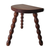 Tabouret brutaliste pieds en bois tourné