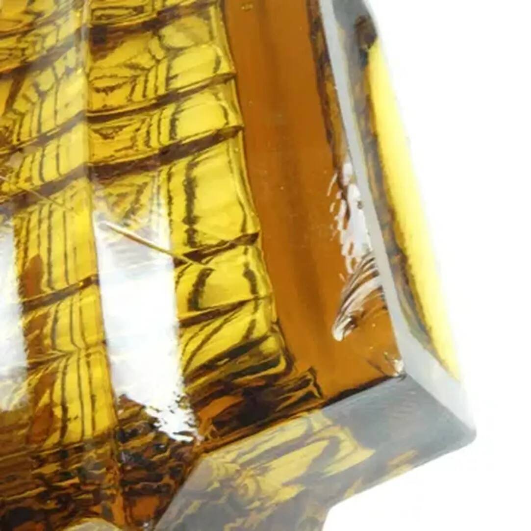 Optical vase, mid-century modern, yellow glass, designed by J. Drost, Ząbkowice, Poland, 1970s