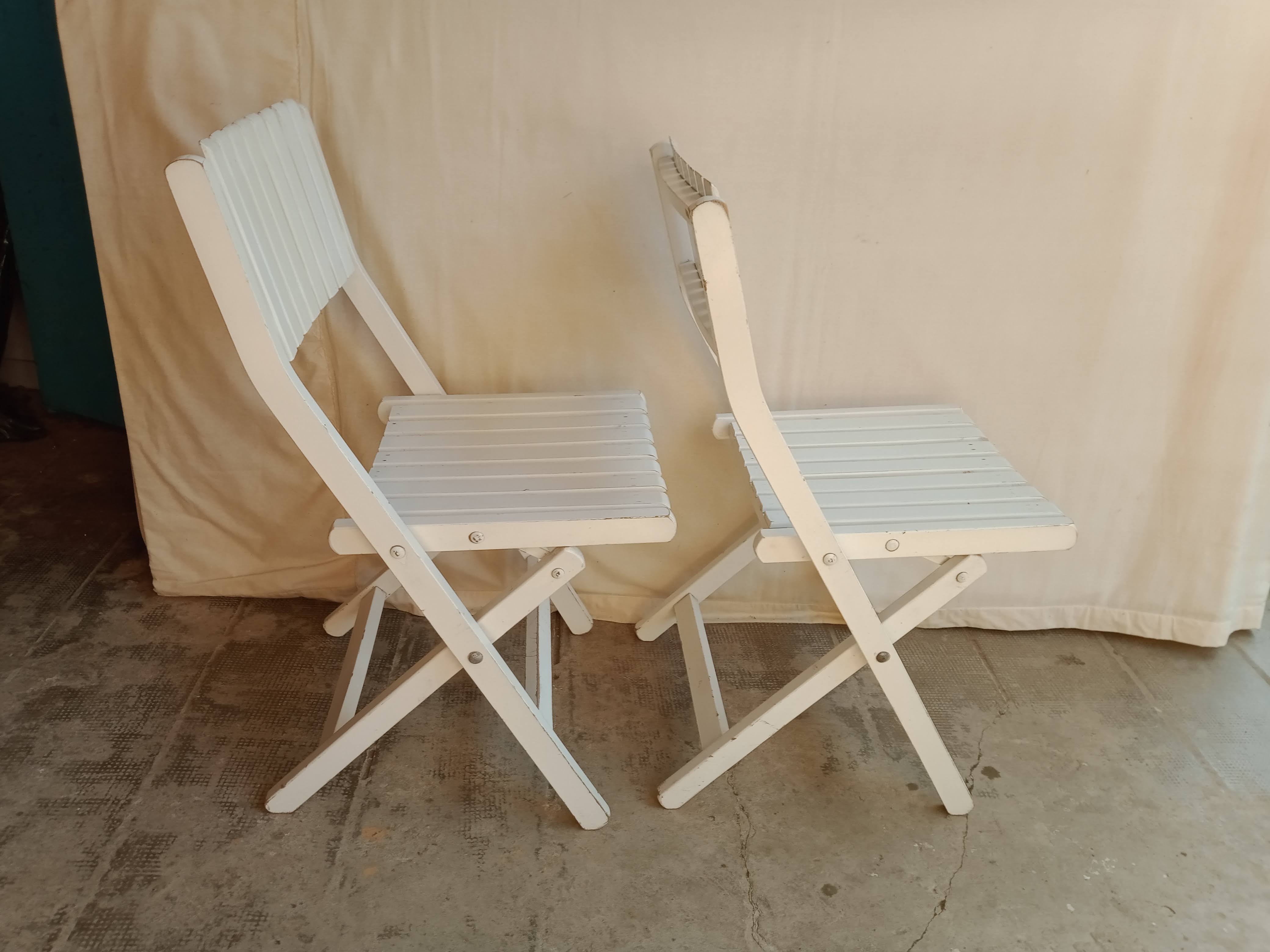 Vintage garden furniture R Gleizes in white painted wood