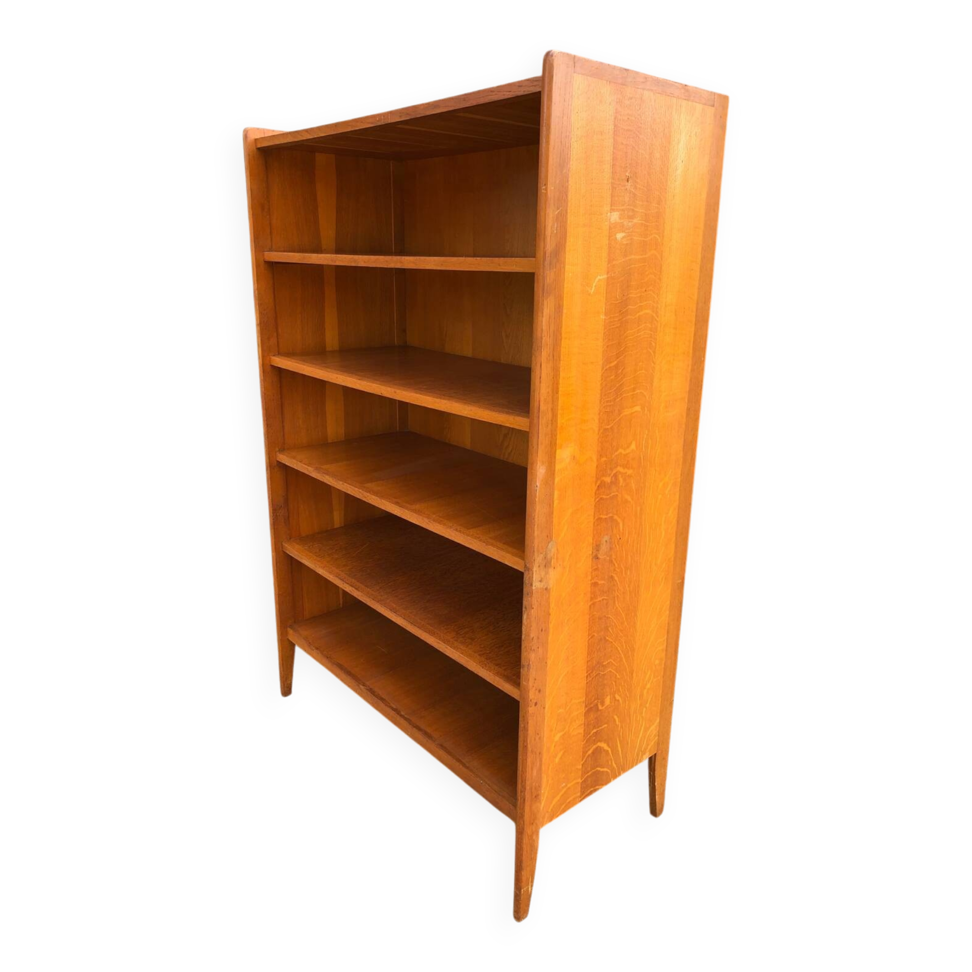 Vintage oak bookcase with compass base