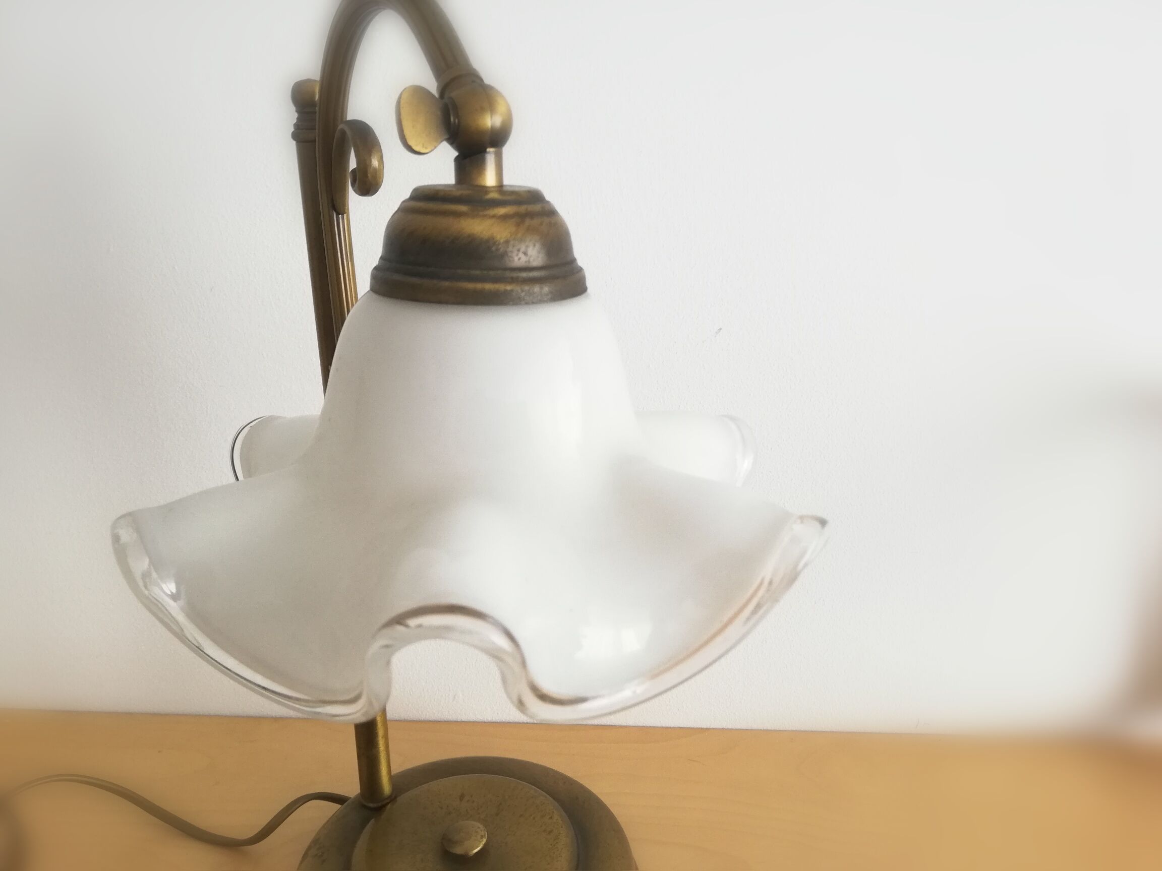 1960s brass and glass table lamp vintage