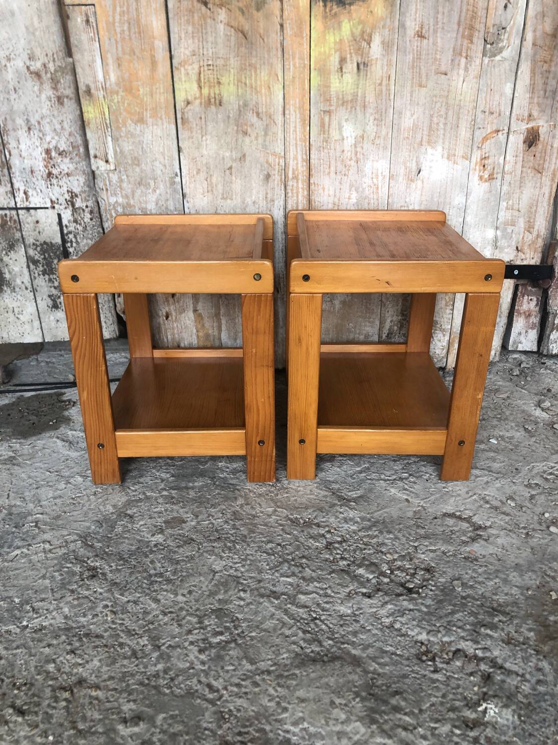 Pair of Vintage Wood Bedside Table #A320