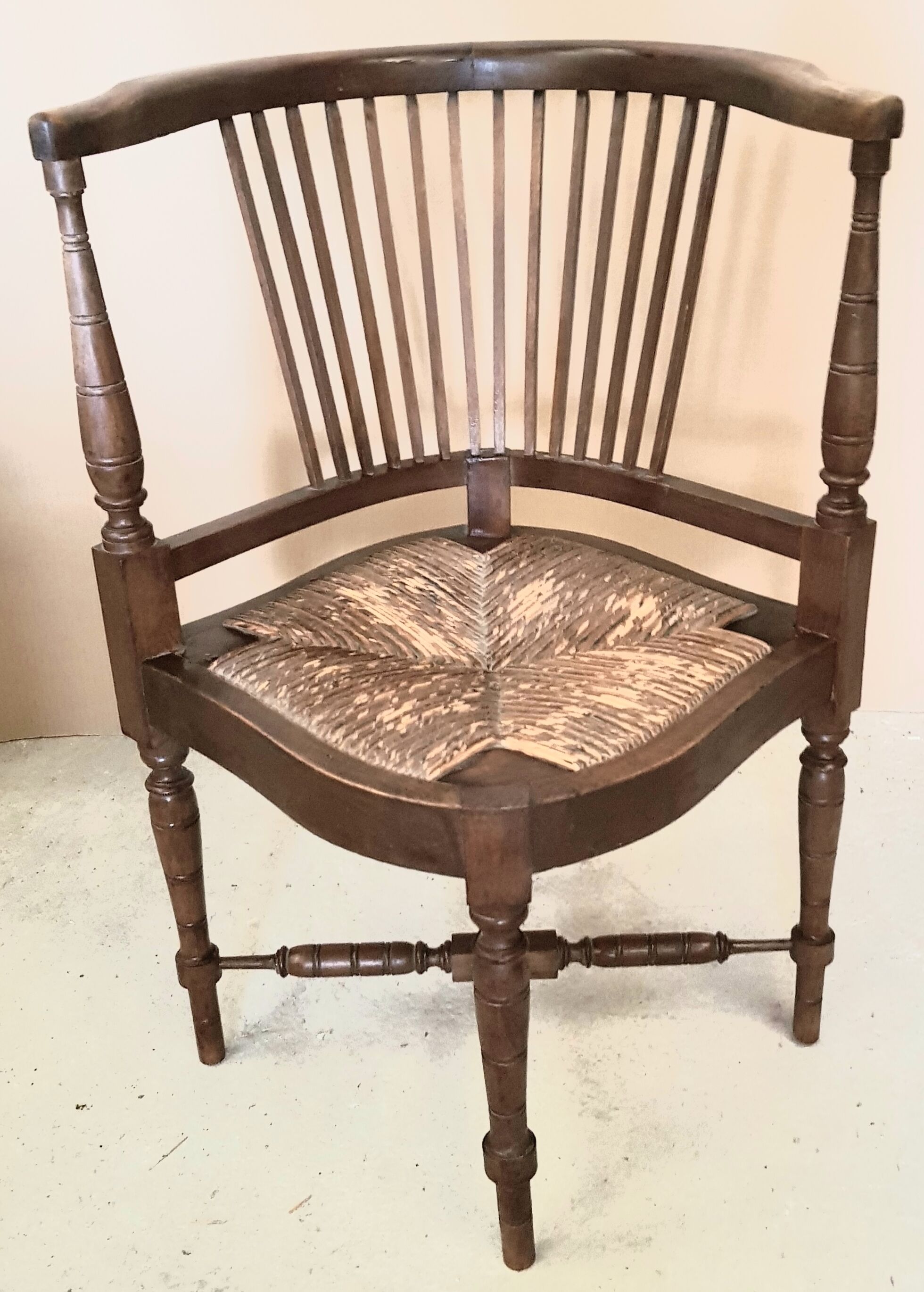 Armchair wood seat straw, couillard type
