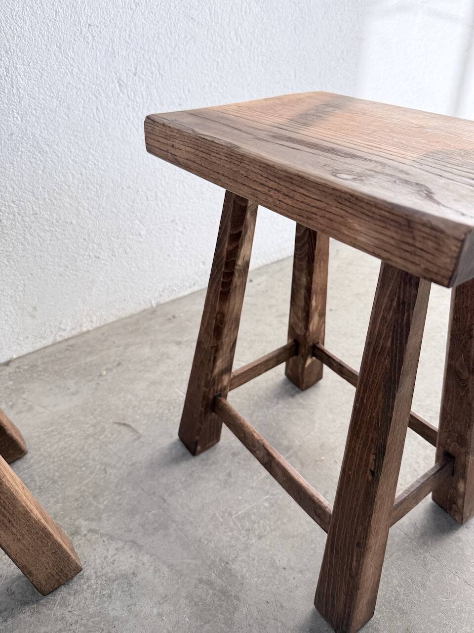 Pair of oak stools from the 1960s.