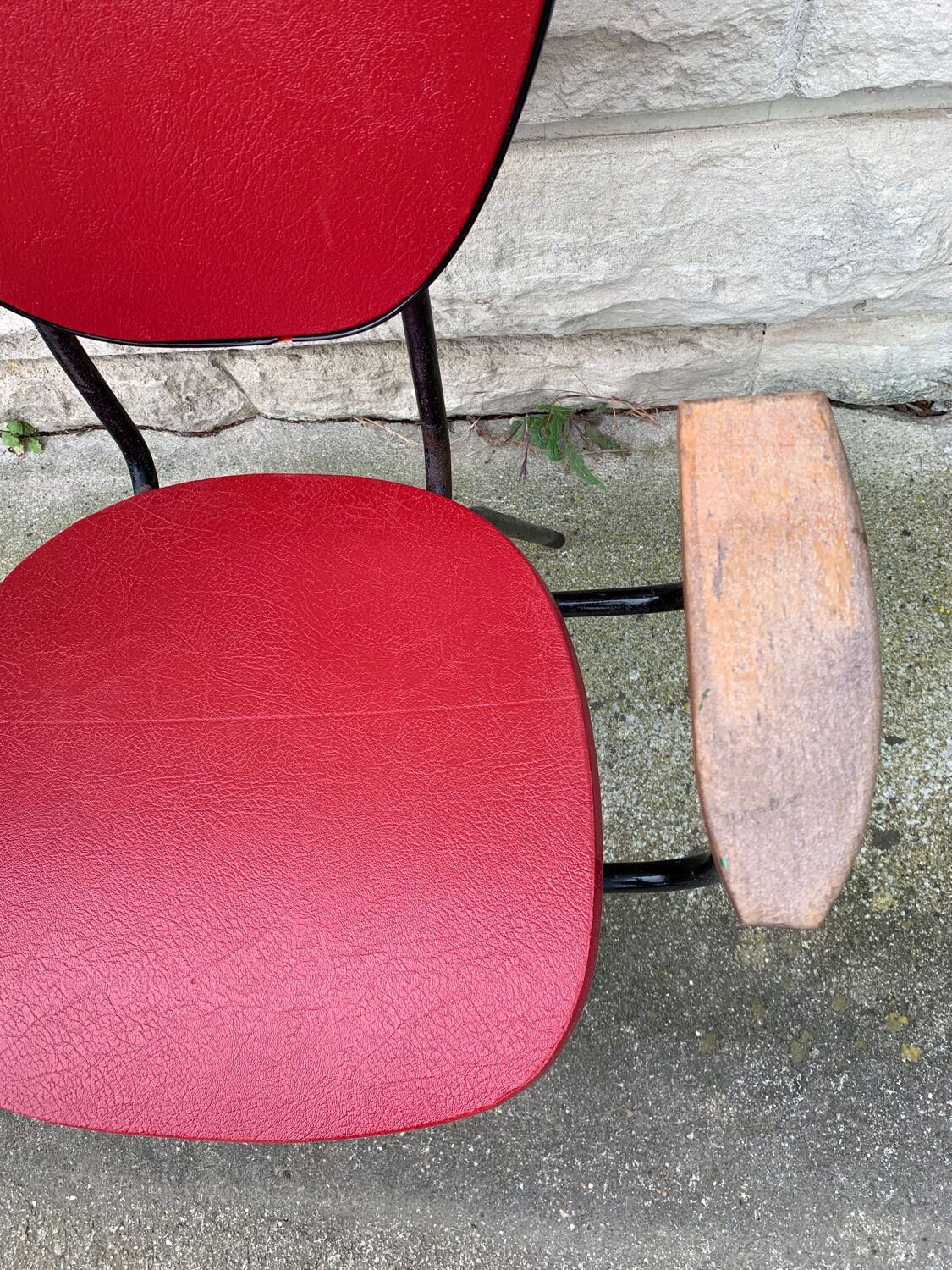 Fauteuil de bureau en métal bois et skaï 1950