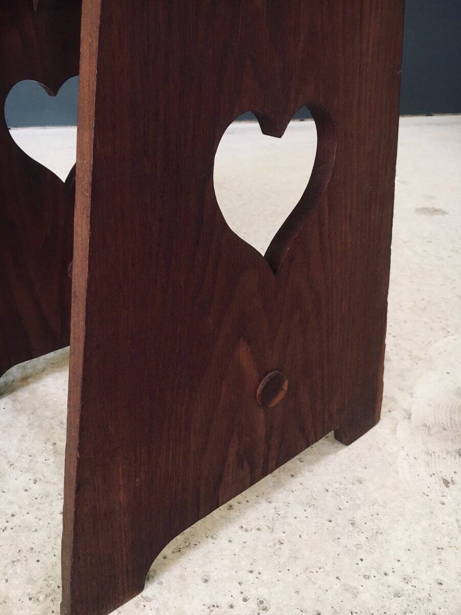 Arts & Crafts Heart Stools, Belgium, 1920s, Set of 2