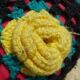 Wool cushion with vintage crochet