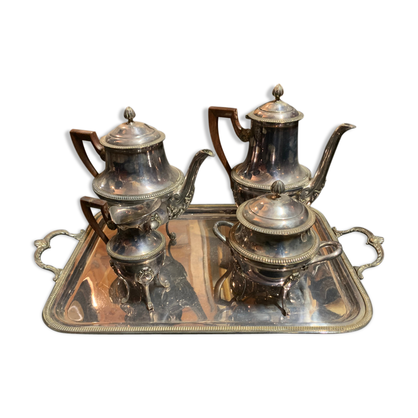 Silver metal tea service