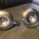 Pair of silver metal hand candle holders