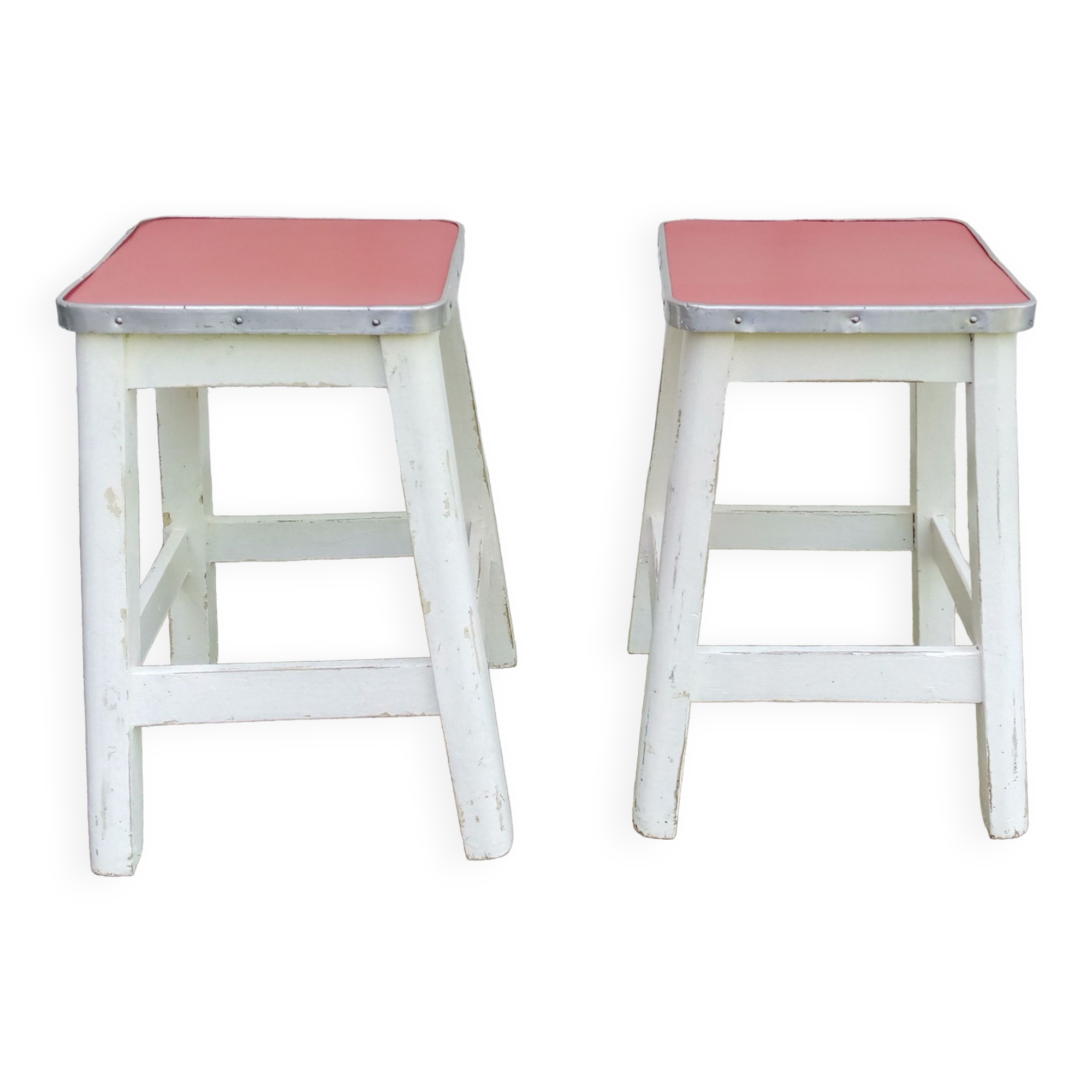 Paire de tabourets bois années 50