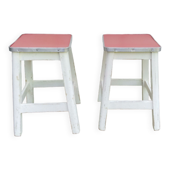 Pair of wooden stools 50s