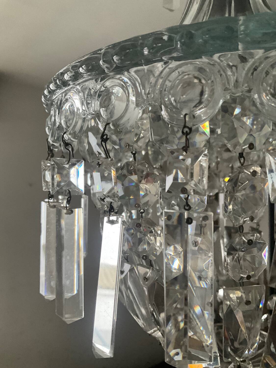 Bohemian crystal basket chandelier