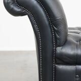 Lit de repos Chesterfield en cuir de vache noir