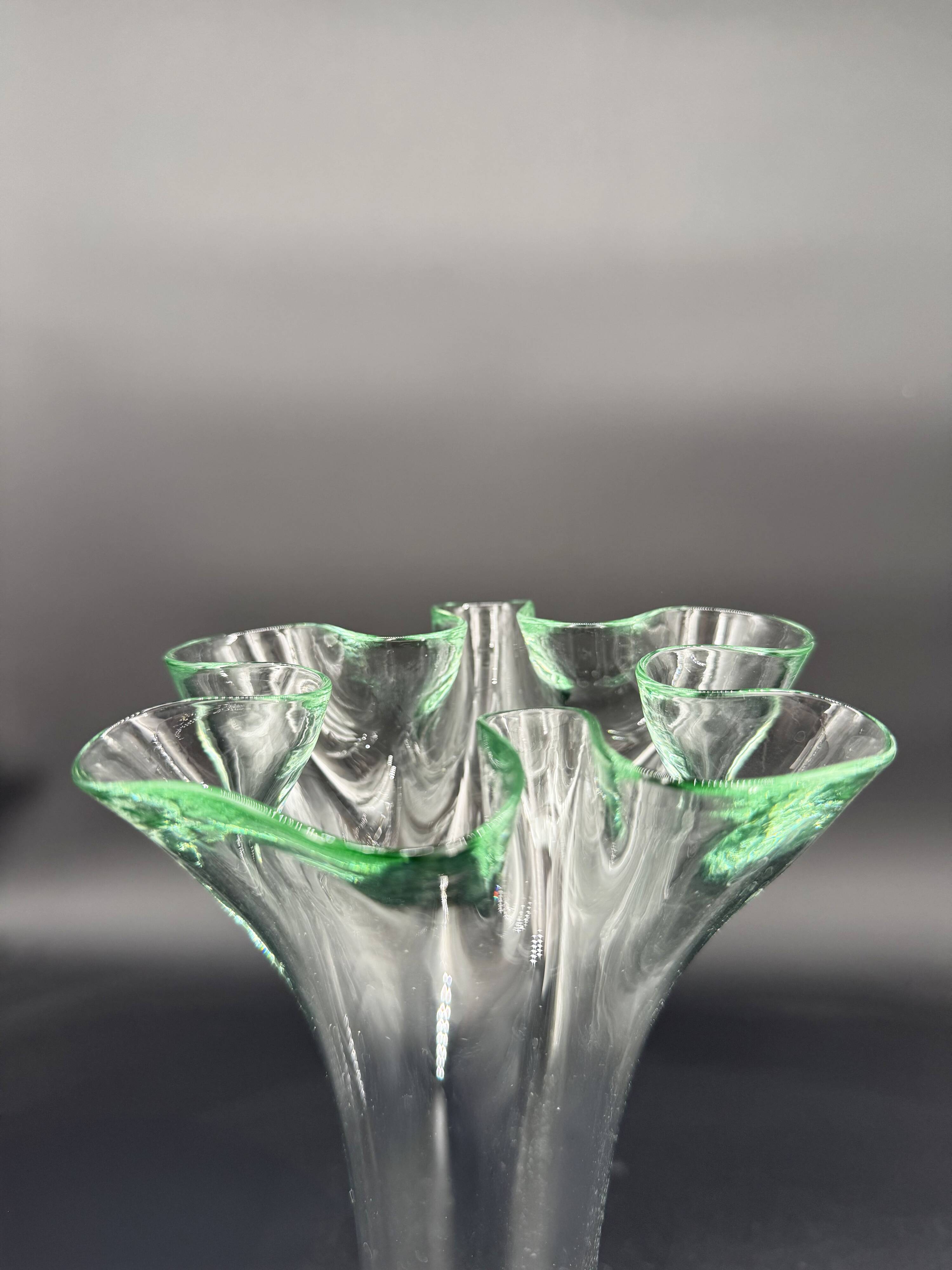 Blown glass vase in free form