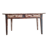 Old patinated farm table with 2 drawers