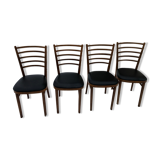 Vintage 60s slatted chairs and leatherette