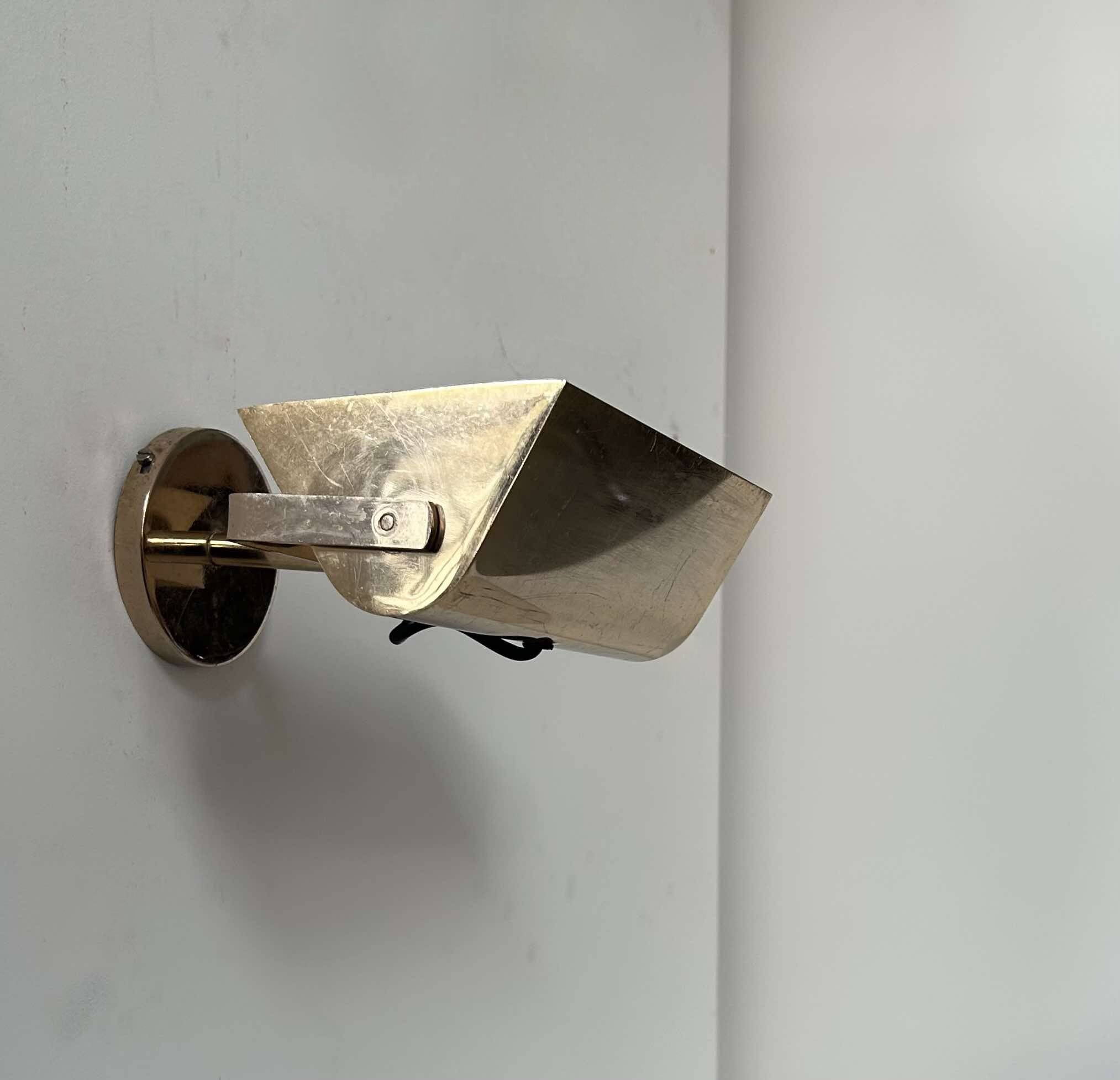 Vintage adjustable brass wall light, SCE France 1970