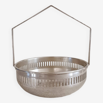 Art deco basket basket in silver metal