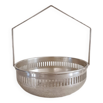 Art deco basket basket in silver metal