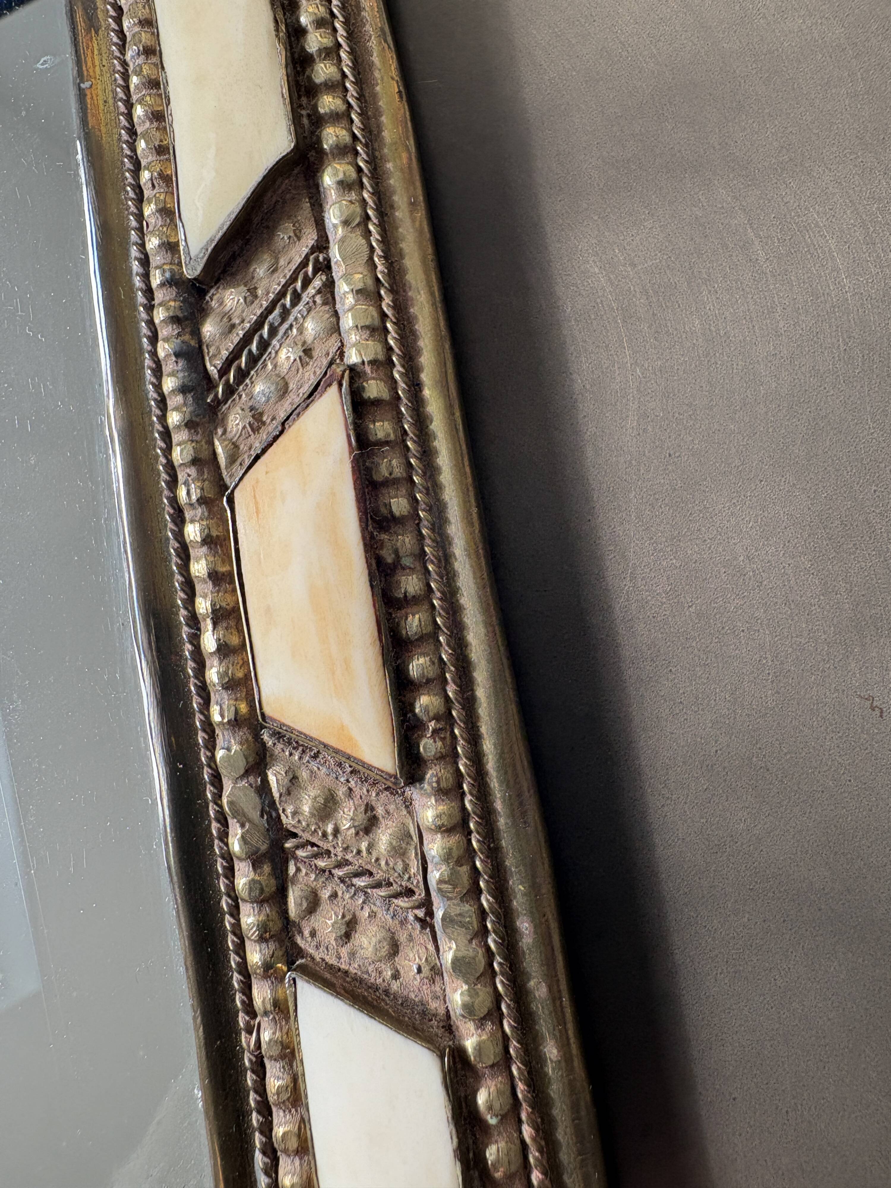 Moroccan Artisan Mirror in Brass and Bone - Moorish Style