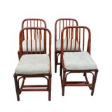 4 bamboo and fabric chairs