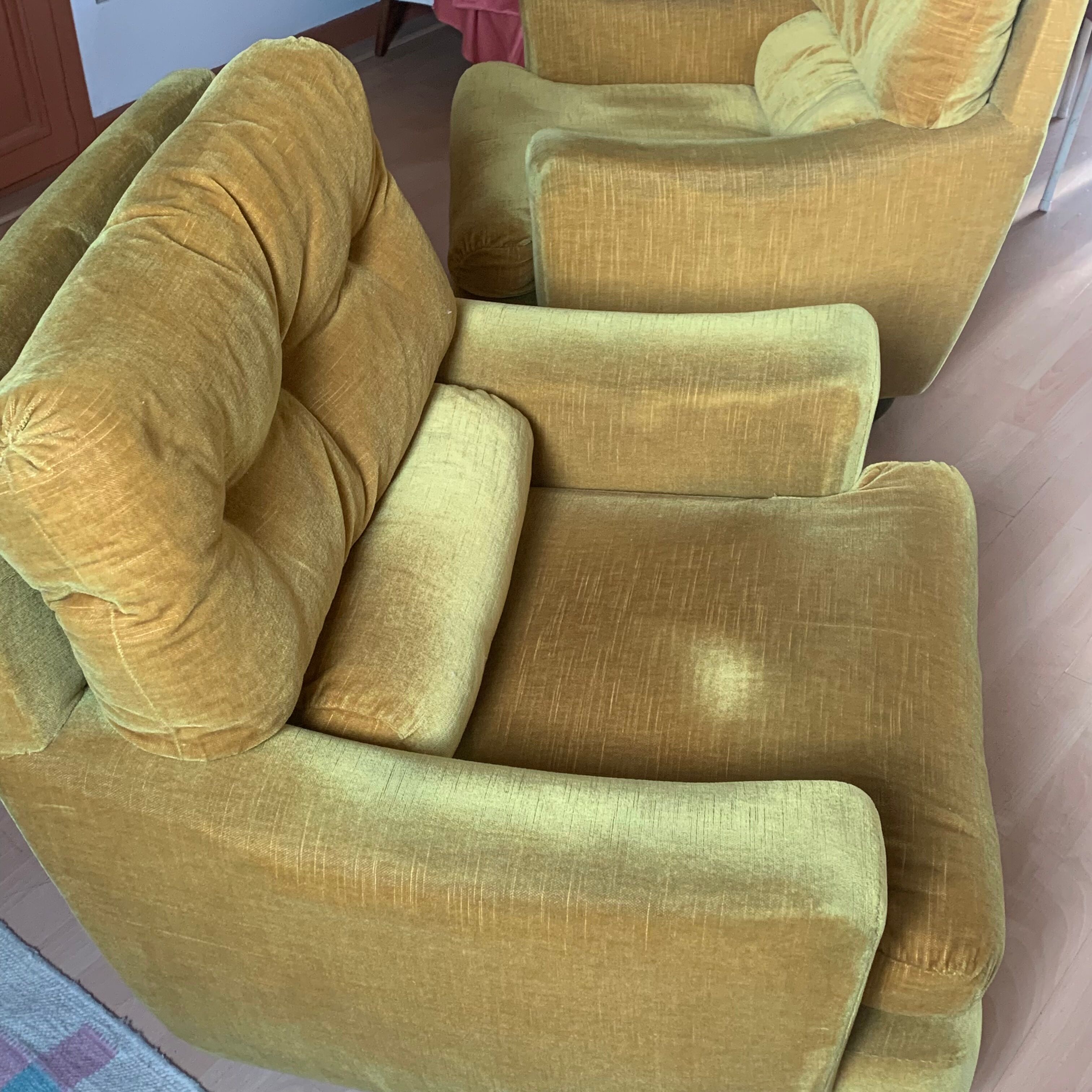 Pair of vintage mustard yellow armchair