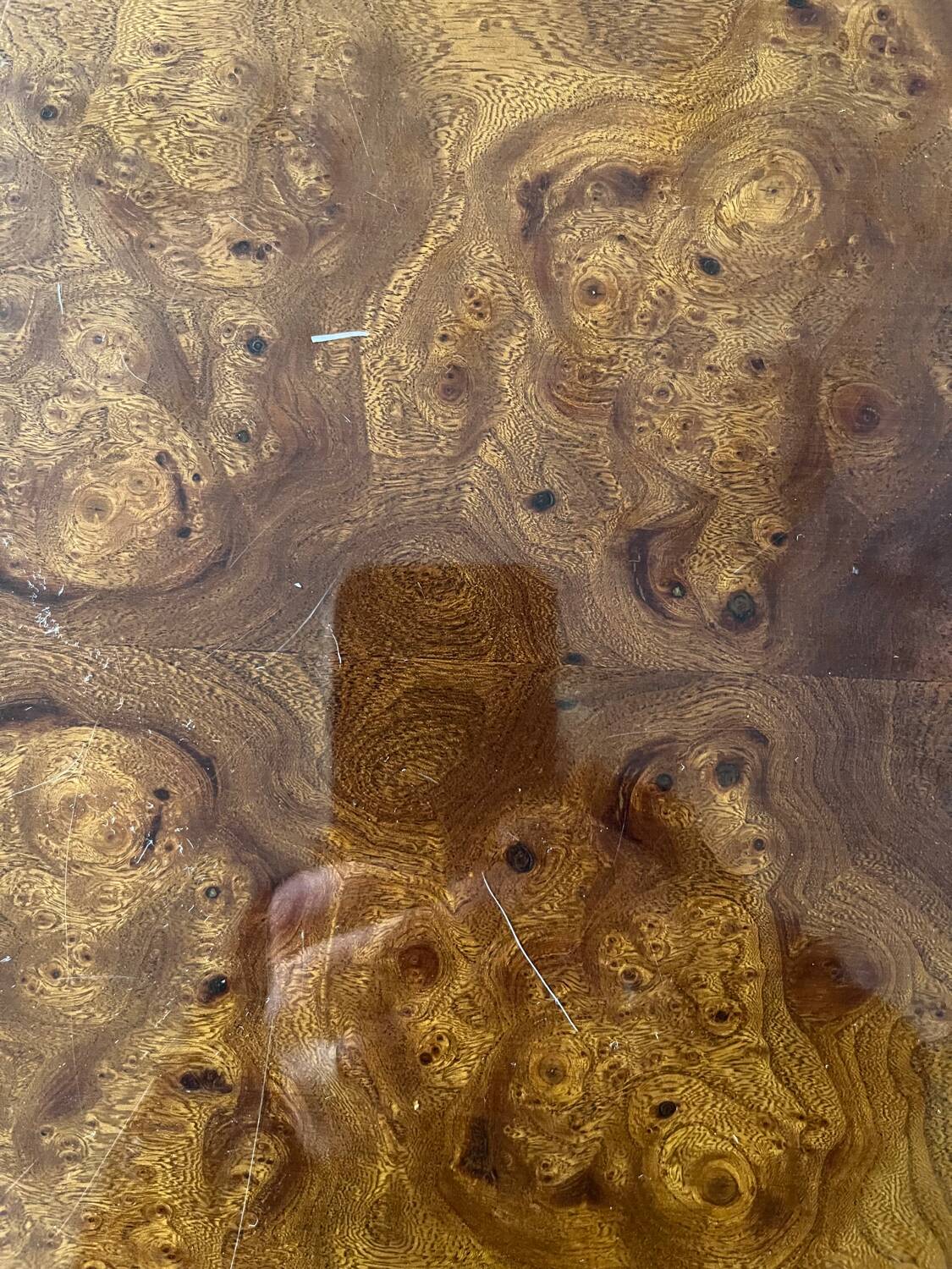 1970s elm burl coffee table / bar