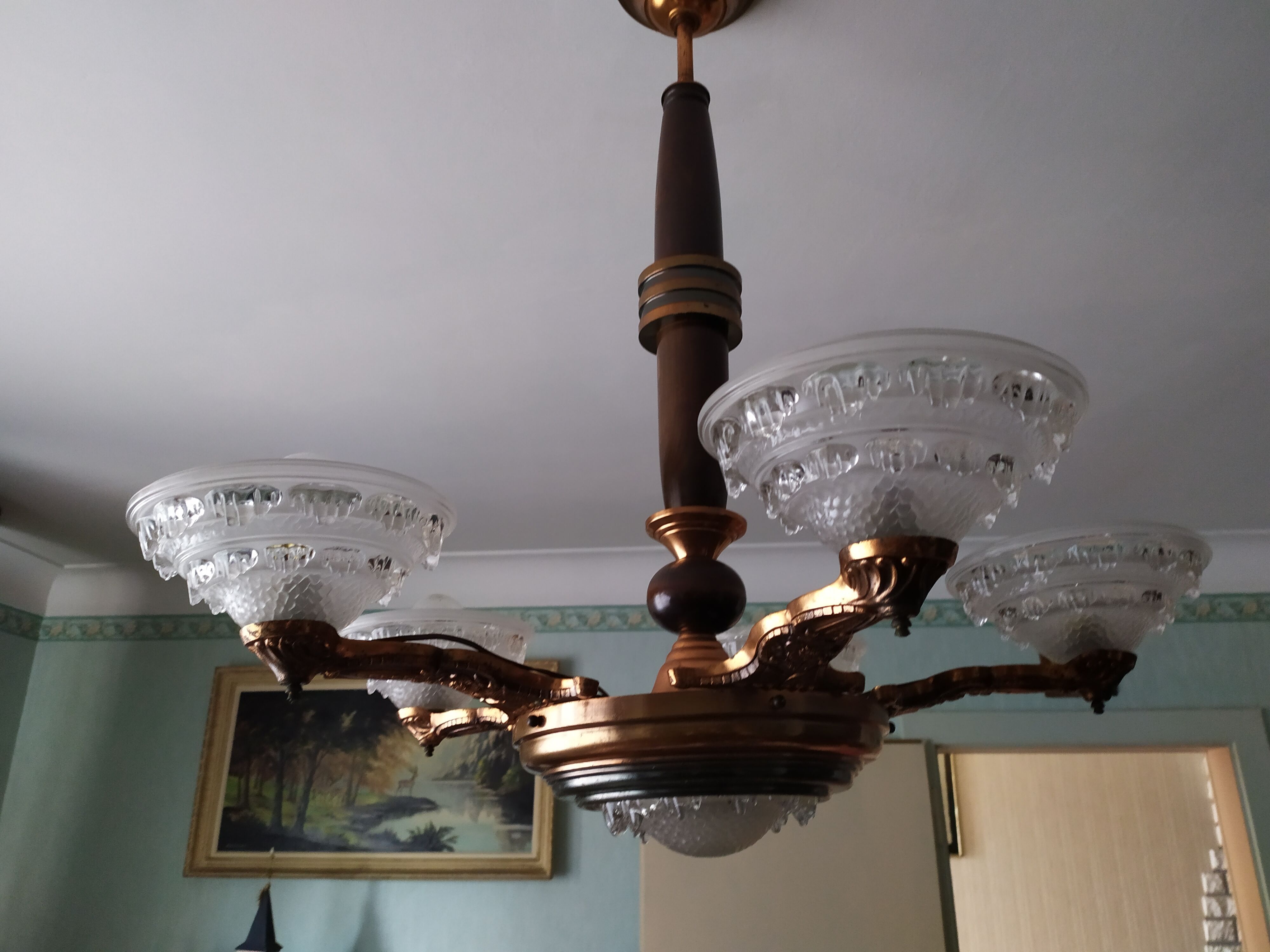Chandelier lamp ezan 5 branch signed