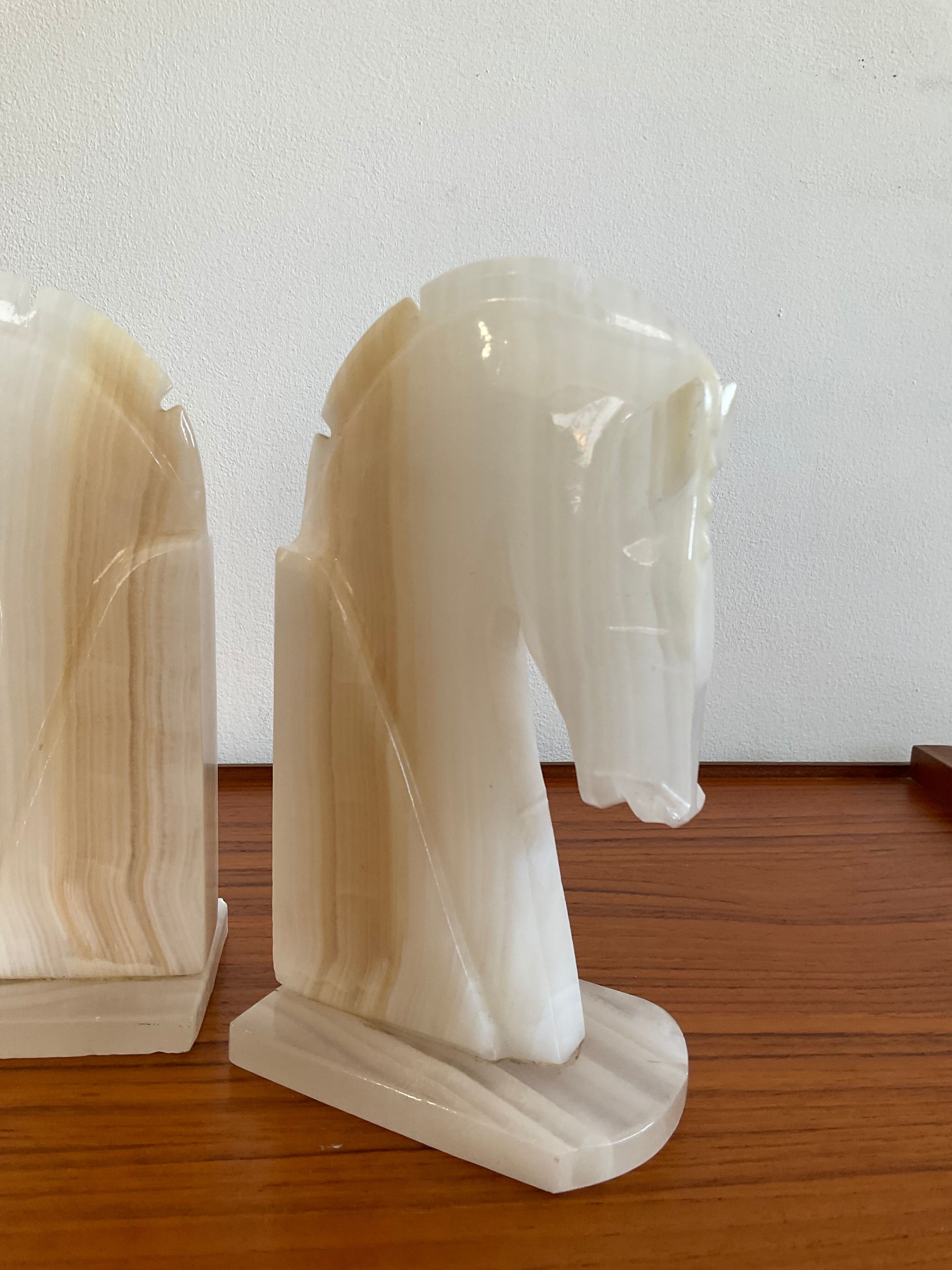 Pair of horse bookends in onyx 70s