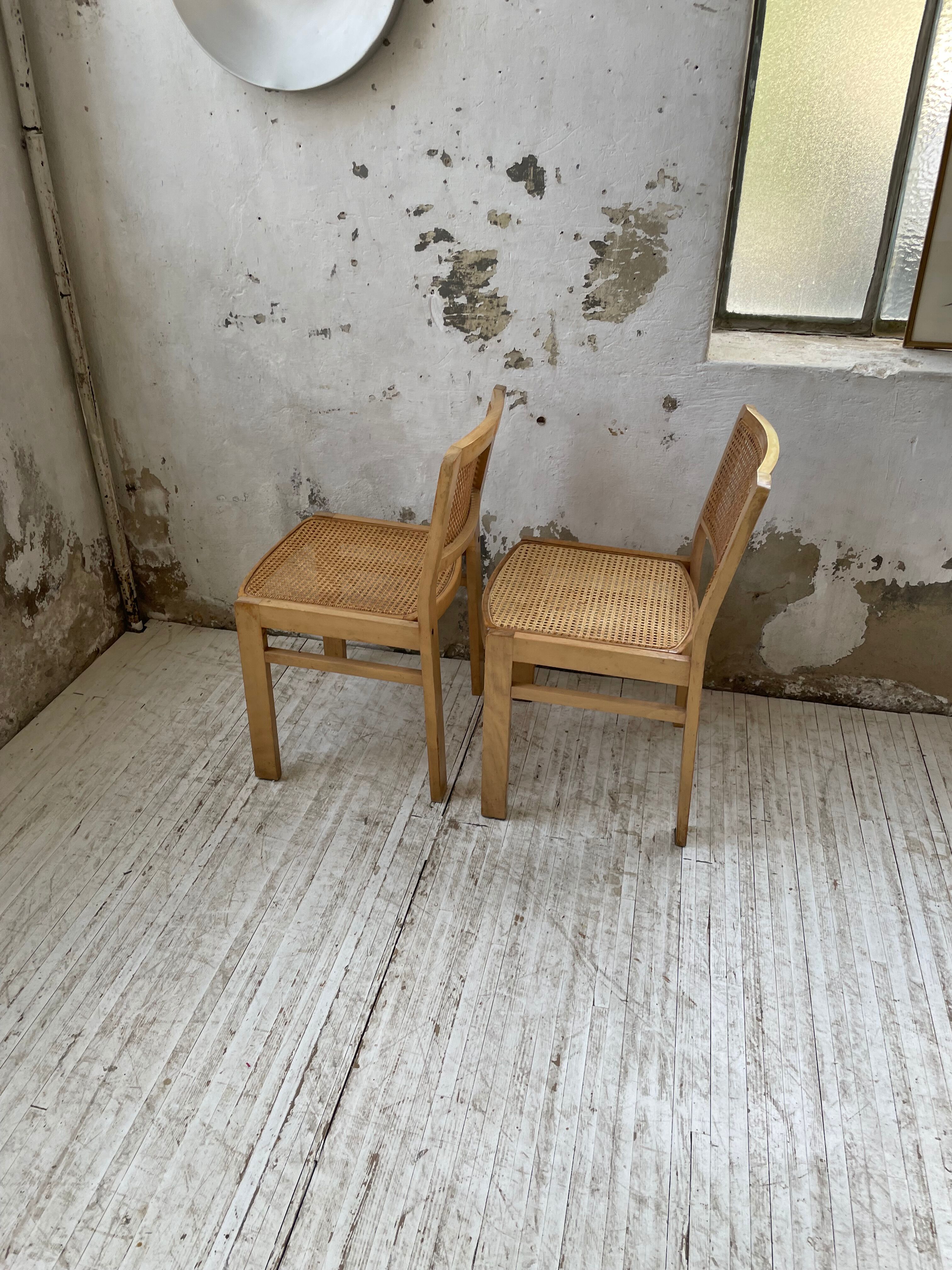 Pair of Baumann chairs beech and cannage