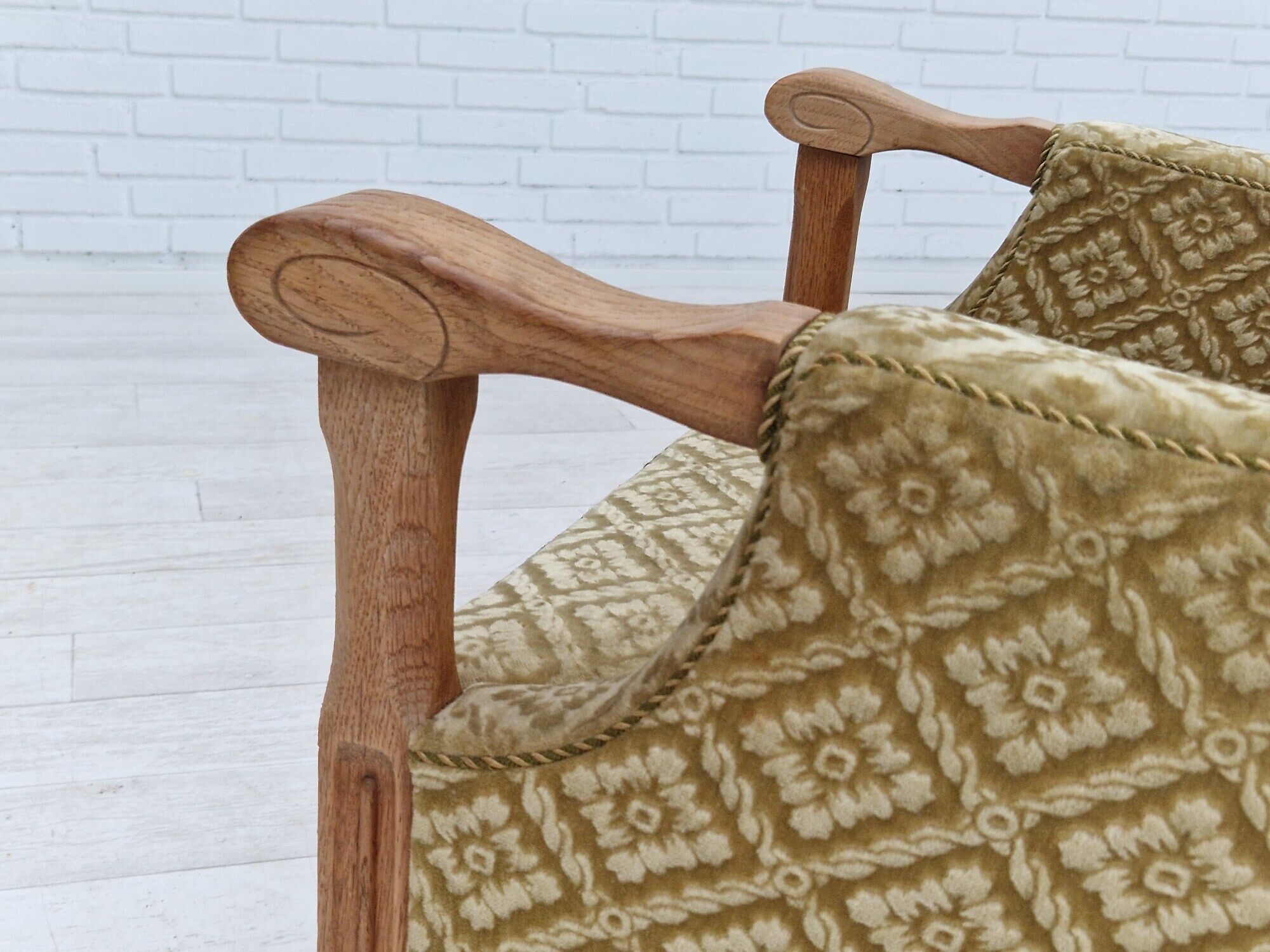 1960s, Danish design, lounge chair, furniture fabric, oak wood