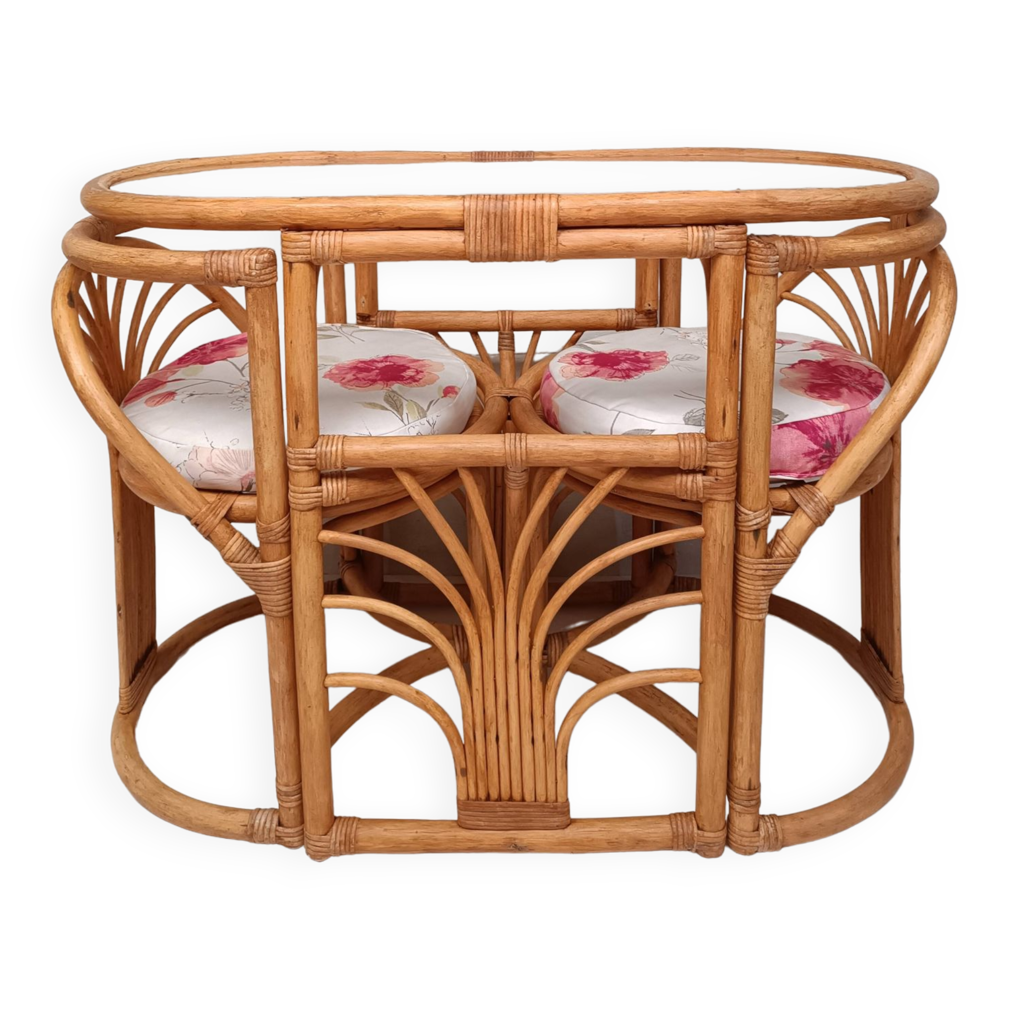 Vintage rattan table and chairs set