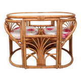 Ensemble table et chaises rotin vintage
