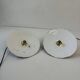 Pair of old industrial black enamelled pendant lights