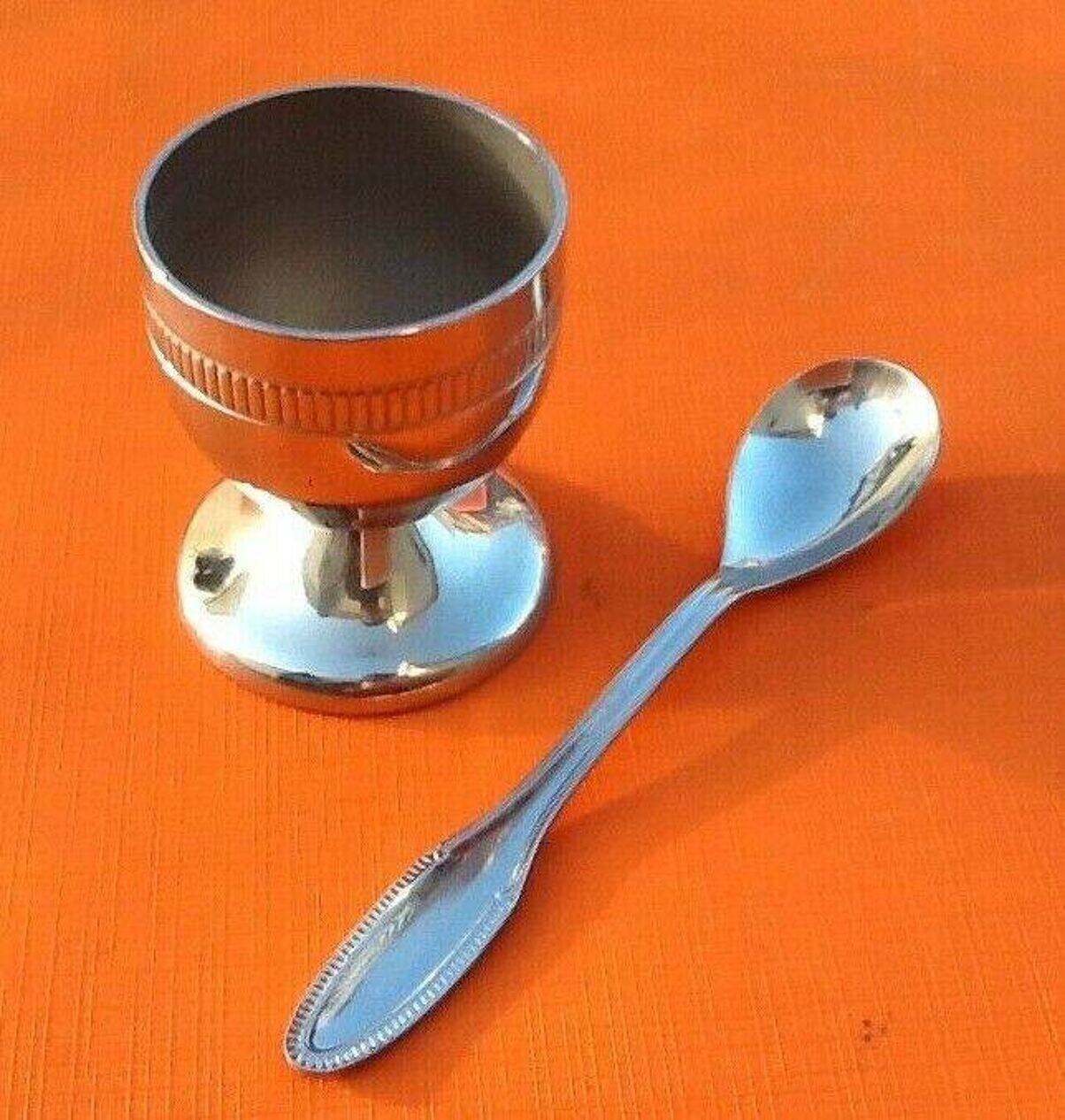 Egg cup and spoon set, President model, Silversmith Jean Couzon