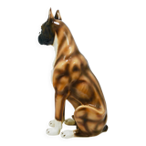 Life-size boxer dog statue in majolica, glazed ceramic, Italy, 1970s.