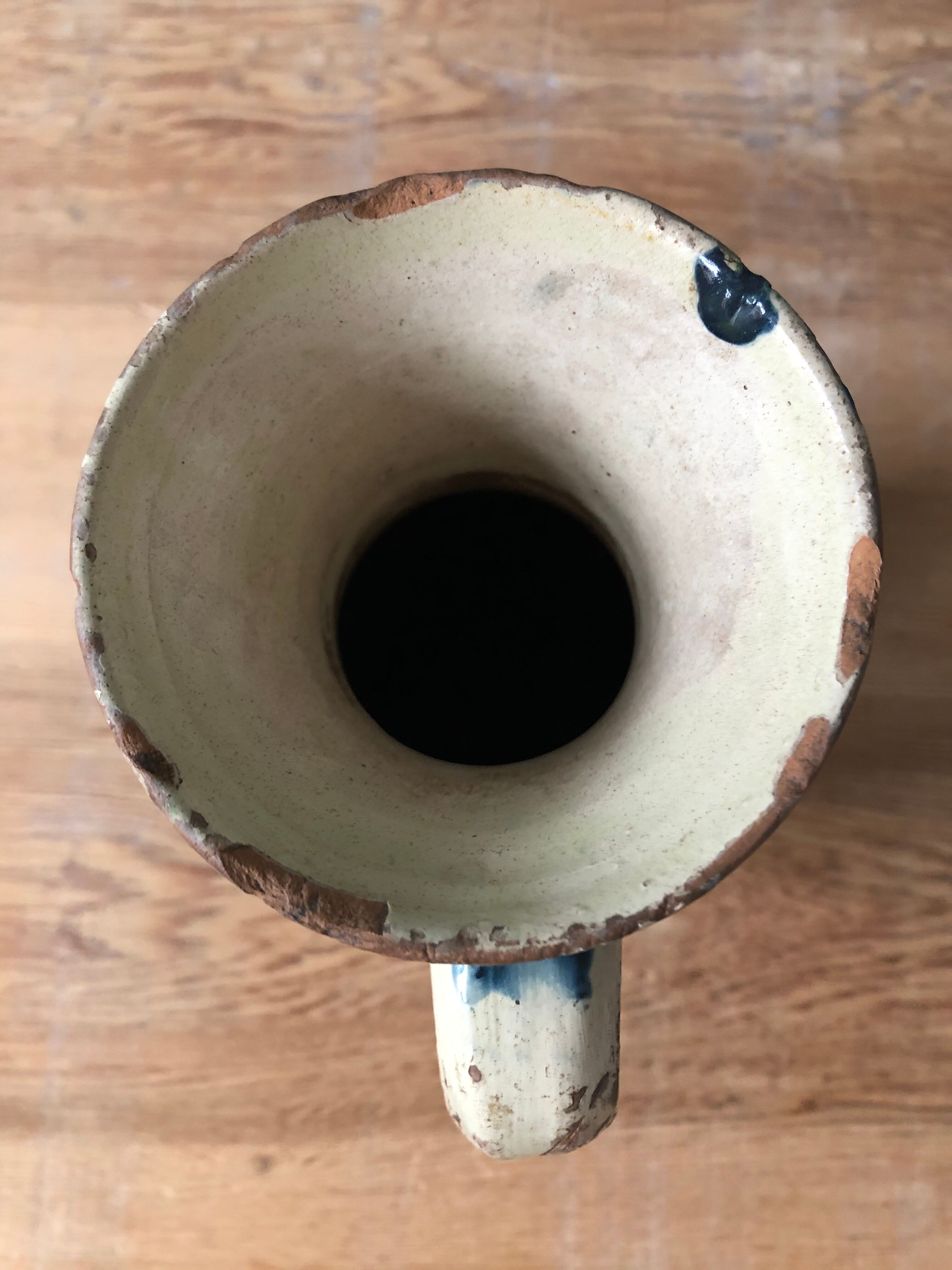 Enamelled terracotta water pitcher