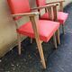 Pair of Vintage Bridge Armchairs Red & Wood 1950s