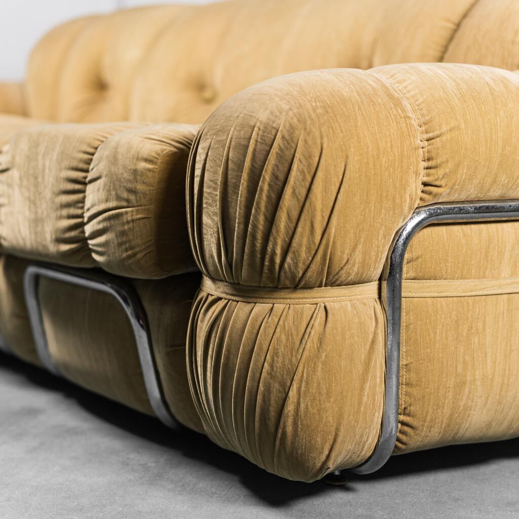3 seater sofa metal fabric 70s vintage modern