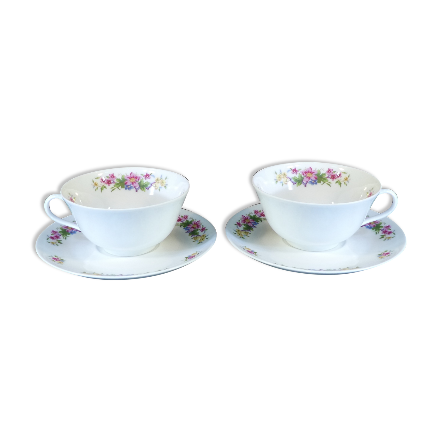 Pair of dejeuner cup and porcelain cup ch. field haviland limoges