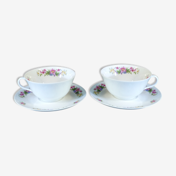 Pair of dejeuner cup and porcelain cup ch. field haviland limoges