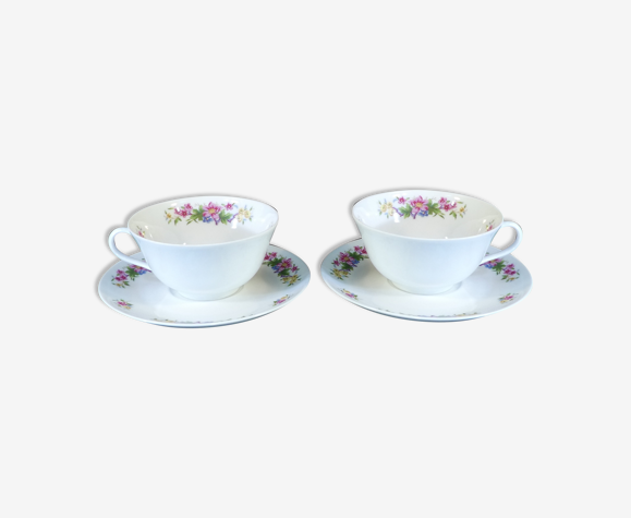 Paire de dejeuner tasse et sous-tasse porcelaine ch.field haviland limoges