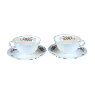Pair of dejeuner cup and porcelain cup ch. field haviland limoges