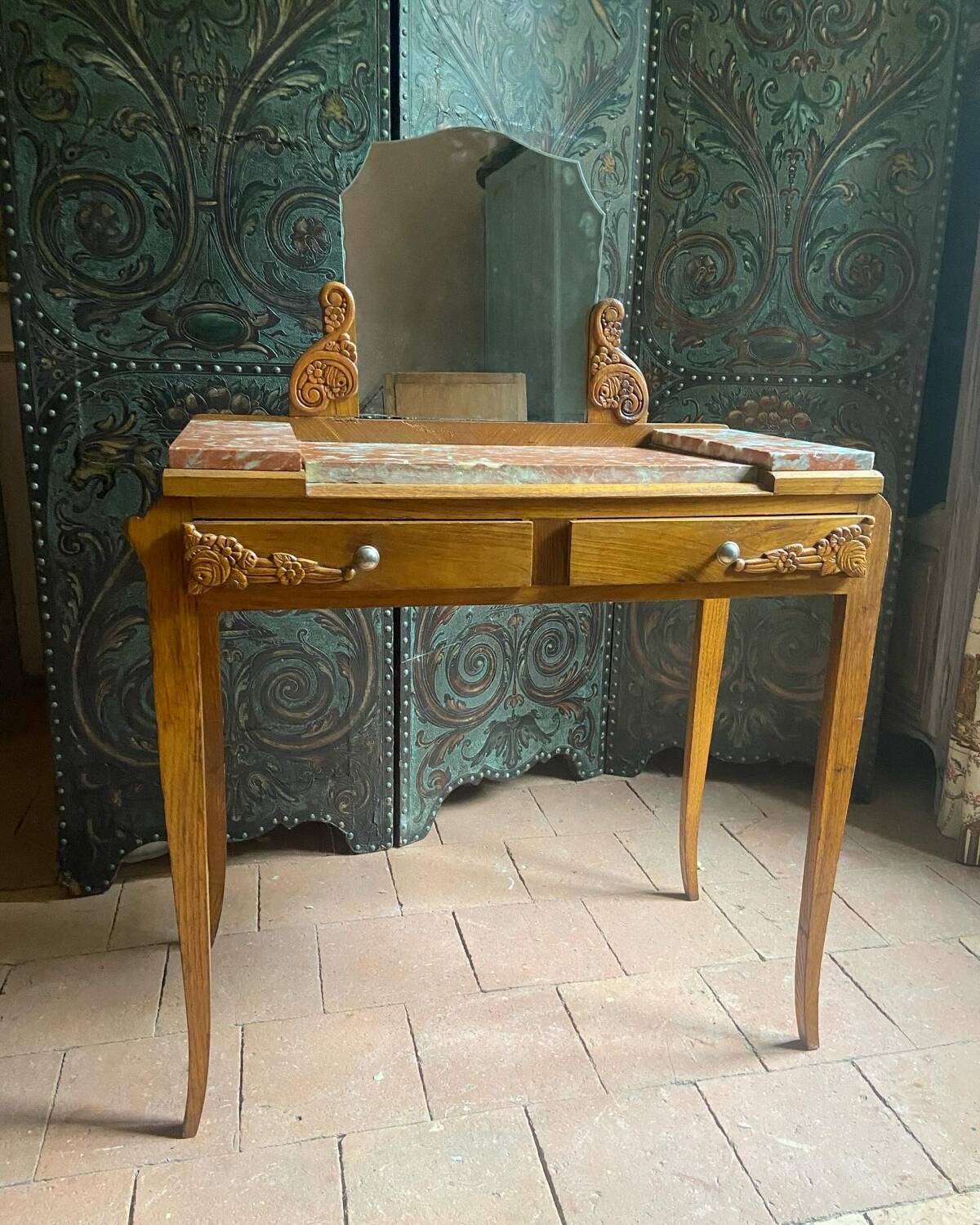 Art Deco dressing table in solid oak