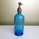 Siphon ancien eau de Seltz en verre Bleu
