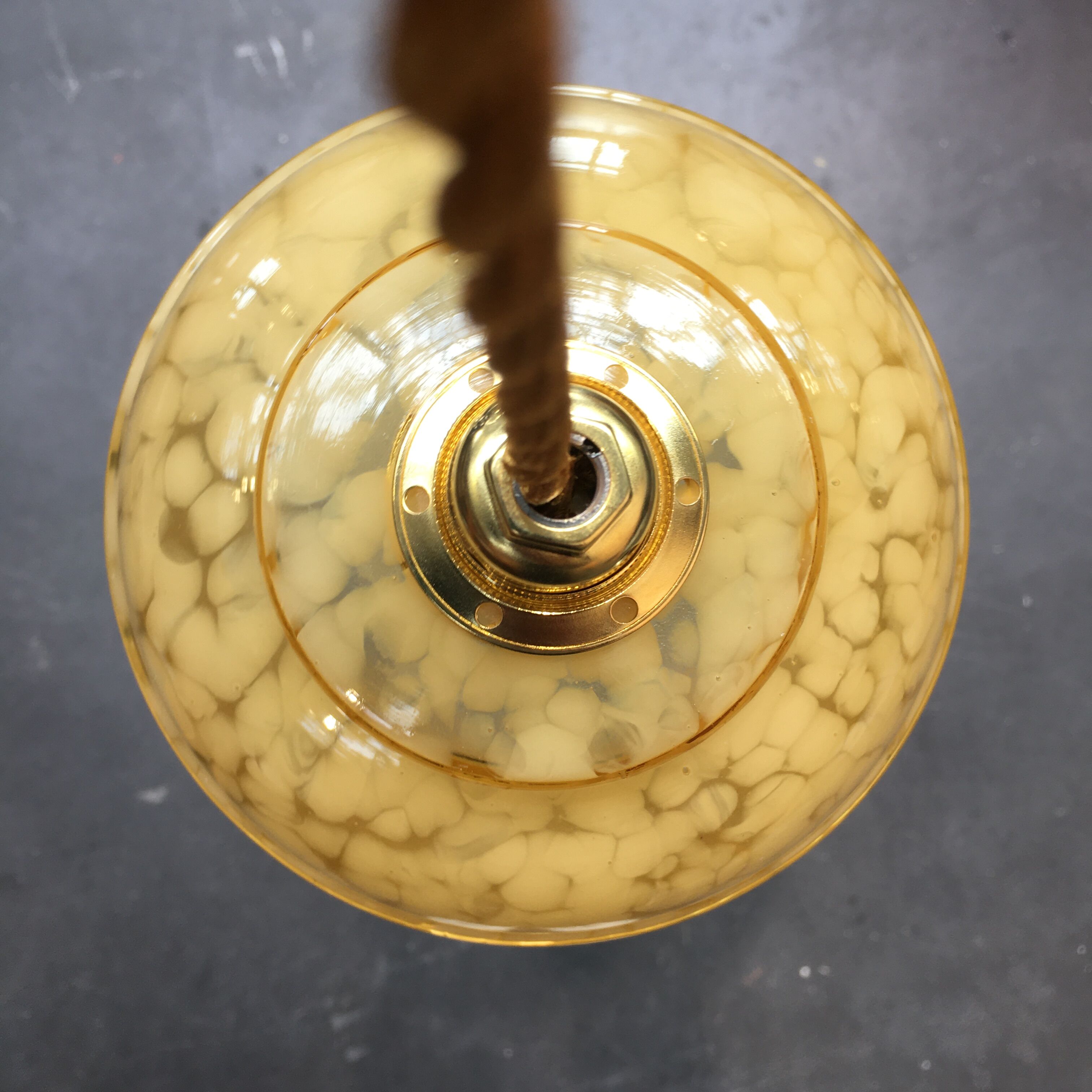 Pair of art deco hanging in yellow Clichy glass