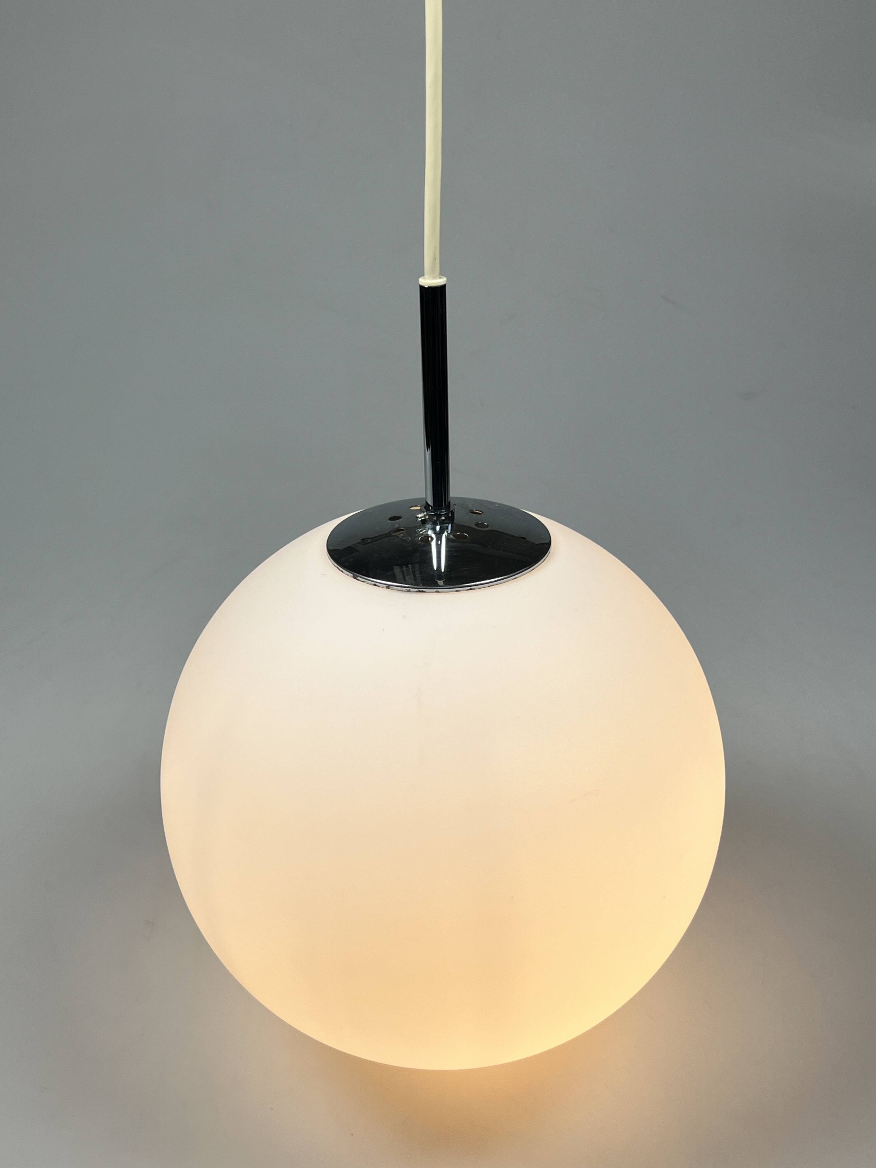 Vintage Glass Globe Lamp / Hanging Lamp, Glashütte Limburg, Germany 1960's